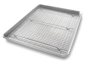 1607CR Bakeware Extra Large Sheet Baking Pan and Bakeable Nonstick Cooling Rack Set by USA Pan – Extra Large Sheet (Pack of 1), Aluminized Steel, Silver, Model 1607CRAZ-1