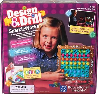 Educational Insights Design & Drill SparkleWorks - Kids Drill Set for Toddlers 3-5, Take Apart STEM Construction Toys for Kids, Toy Tool Set with Working Power Tools, Creative Engineering Sets