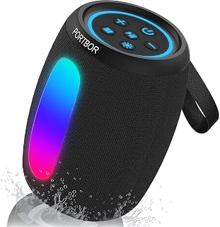 Portable Bluetooth Speaker, Powerful Stereo Loud Sound, 8 Dynamic Lights | All Day Playtime, IPX5 Waterproof, Wireless BT 5.3, TWS Pairing, for Outdoor/Home/Party/Camping/Beach, Gifts for Men Women