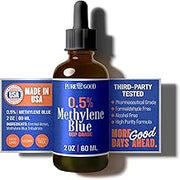 PureGood Methylene Blue 0.5% Liquid – 5 mg per 1 mL Serving – 60 mL (2.03 fl oz) – About 60 Servings – Third-Party Tested – Amber Glass Bottle