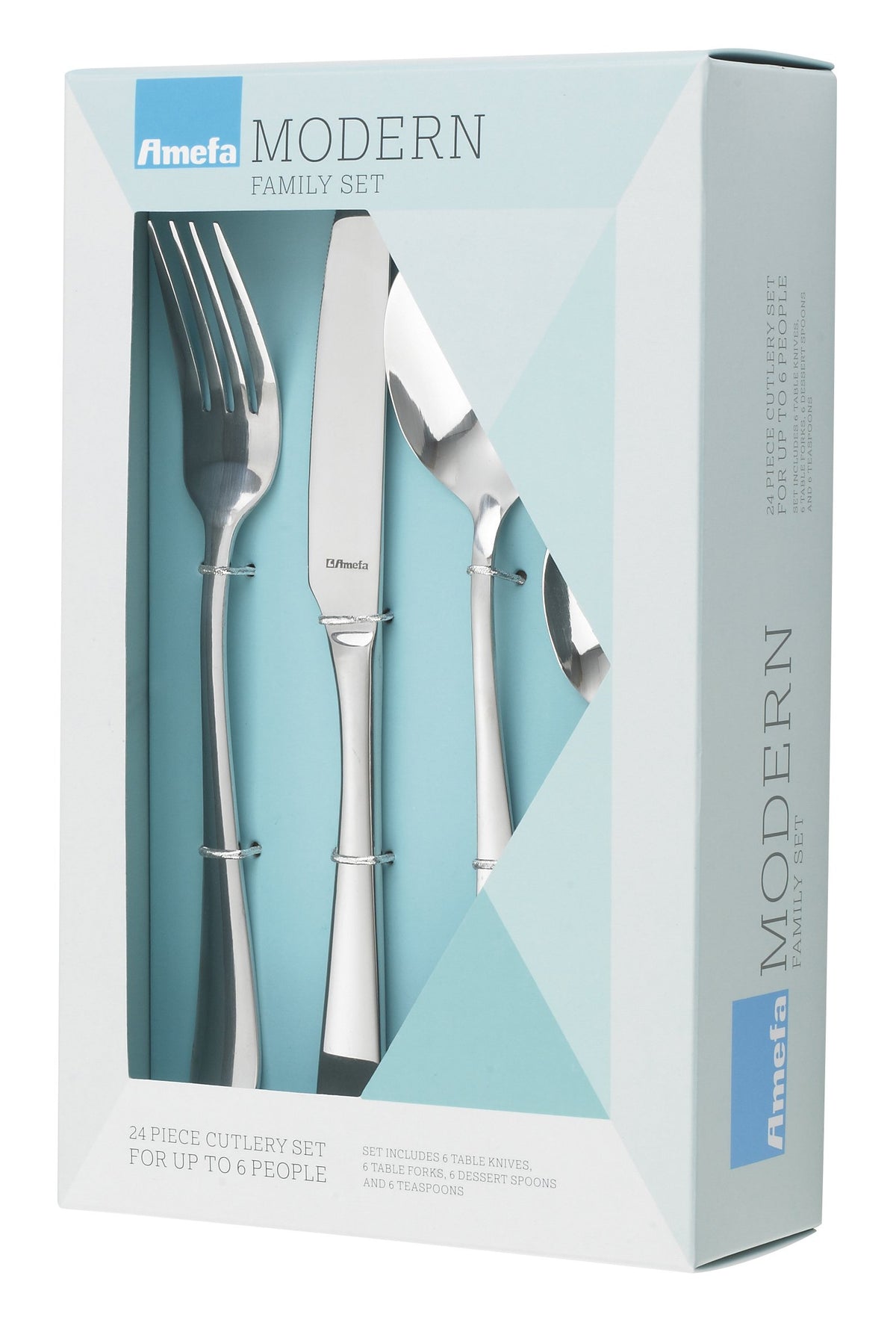 Monogram Sure 24 Piece Boxed Flatware Set for 6 people by Amefa – Regular, Stainless Steel, Pack of 24, Model 842200MM24C48