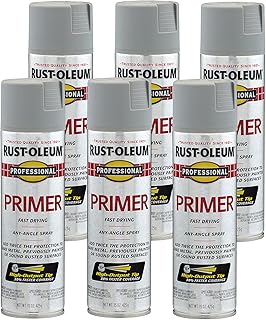 Rust-Oleum Professional Flat Gray Primer Spray Paint | Improves Paint Adhesion, Metal, Wood & Industrial Surfaces, Rust Resistant Base Coat, 15 Oz