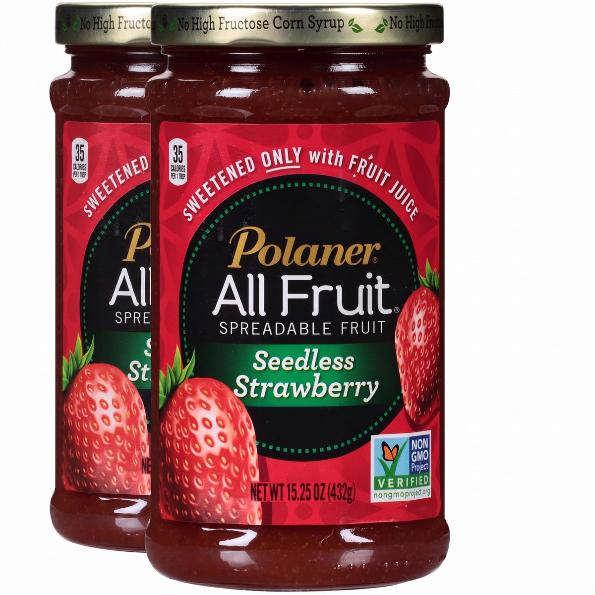 All Fruit Spreadable Fruit by Polaner – 15.25 Ounce (Pack of 2), Seedless Strawberry, Pack of 2, Model 001632