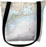Betsy Drake TY13215CM 16 x 16 in. Block Island Sound - Charleston Rhode Island Nautical Map Tote Bag - Medium