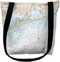 Betsy Drake TY13215CM 16 x 16 in. Block Island Sound - Charleston Rhode Island Nautical Map Tote Bag - Medium