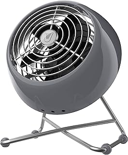 Vornado VFAN™ Mini Modern Personal Desk Fan with 2-Speed Control, Adjustable Tilt, Quiet Metal Air Circulator for Office, Bedroom, Dorm, Compact Desktop Cooling Device, Storm Gray