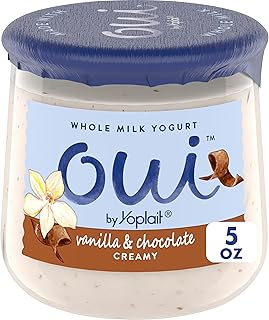 Oui by Yoplait Vanilla & Chocolate Whole Milk Yogurt, French Style Yogurt Snack, 5 OZ Glass Yogurt Jar