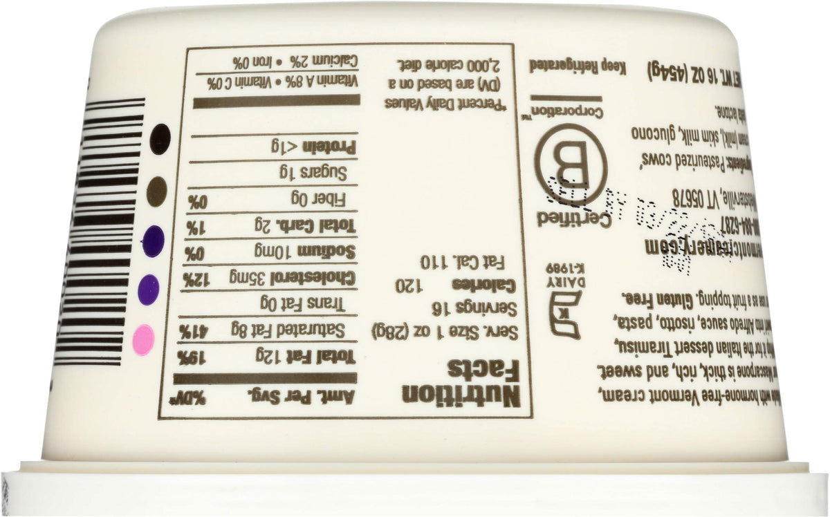 Mascarpone, 16 Ounce by Vermont Creamery – 1 Pound (Pack of 1)