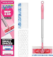 Swiffer Pink Limited Edition Mop & Go Deluxe, 2-in-1 Floor Mopping and Sweeping Kit, Multi-Surface KIt, Includes 1 Sweeper Device, 6 Heavy Duty Mop & Go Cloths, 2 Hair Magnet Cloths