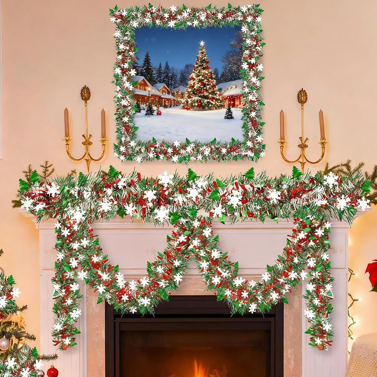 Christmas Tinsel Garland by Generic – Green, Polyethylene Terephthalate (PET), Model LCS250918JSNJR-618-01