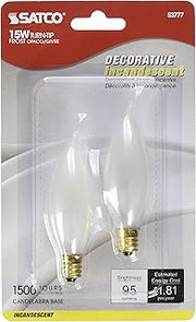 Satco Products S3777 120-Volt 15CA8 Candelabra Base Frosted Light Bulb