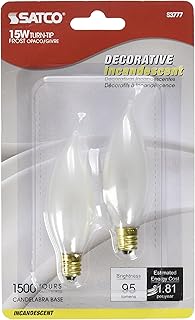 Satco Products S3777 120-Volt 15CA8 Candelabra Base Frosted Light Bulb