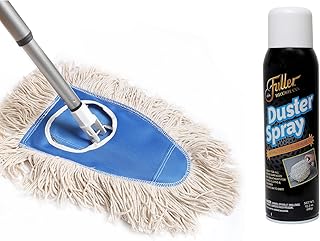 Fuller Brush Dry Mop - Washable Cotton Mop Head with Adjustable Handle w/ Duster Spray - Removes Dust and Dirt from Surfaces and Hard to Reach Areas