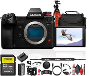 Panasonic LUMIX S1H Full Frame Digital Mirrorless Video Camera Bundle | For Photography & Video | Card Wallet + 64GB Memory Card + Camera Bag + Tripod + HDMI Cable + Cleaning Kit + Hand Strap
