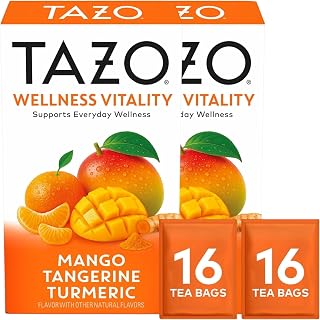 Wellness Vitality Herbal Tea Bags by TAZO – 32 Count, Pack of 2