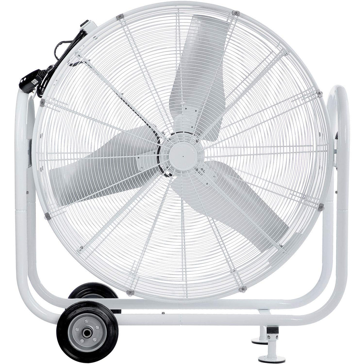 Outdoor Rated 36" Mobile Tilt Drum Blower Fan by Global Industrial – 15"L x 41.75"W x 45.25"H, Alloy Steel, White, Model HVD-36M