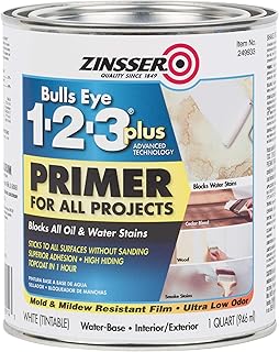 Zinsser Rust-OLEUM 249933 1-2-3 Plus, 1 Quarts (Pack of 1), White, 11 Fl Oz