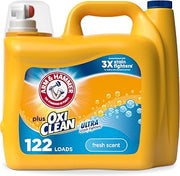 Arm & Hammer Plus OxiClean Ultra Stain Fighters Liquid Laundry Detergent | Stain Remover for Clothes, Fresh Scent, 122 Loads, 158.6 Fl Oz