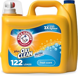 Arm & Hammer Plus OxiClean Ultra Stain Fighters Liquid Laundry Detergent | Stain Remover for Clothes, Fresh Scent, 122 Loads, 158.6 Fl Oz