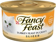 Purina Fancy Feast Sliced Turkey Wet Cat Food in Gravy (24) Pack 3 oz