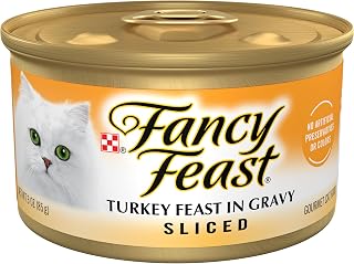 Purina Fancy Feast Sliced Turkey Wet Cat Food in Gravy (24) Pack 3 oz