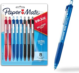 Paper Mate InkJoy 300RT Retractable Ballpoint Pens, Medium Point, Black/Red/Blue Ink, 8 Pack (1945918)