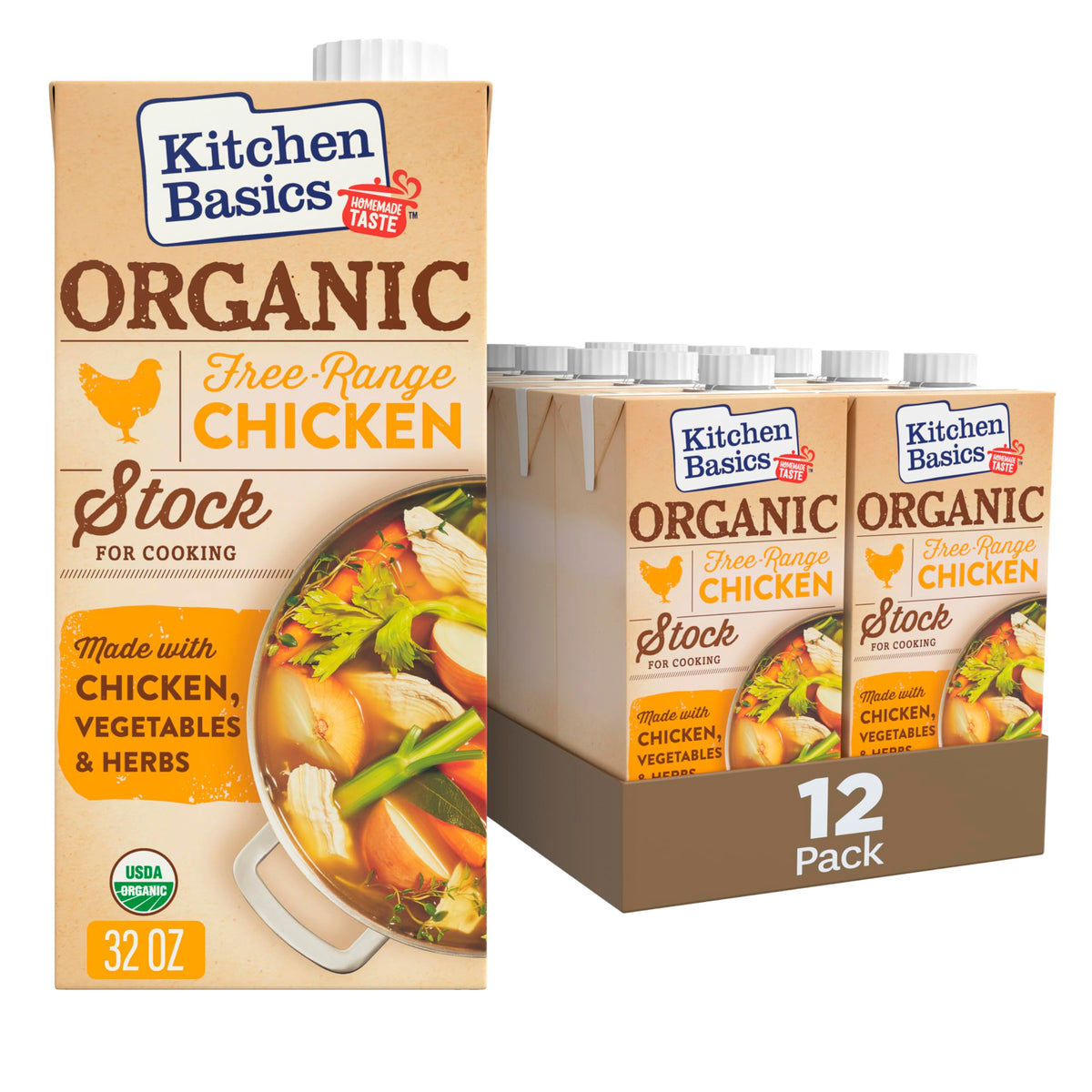 Kitchen Basics Free Range Chicken / 32 Fl Oz (Pack of 12) / 1 Chicken