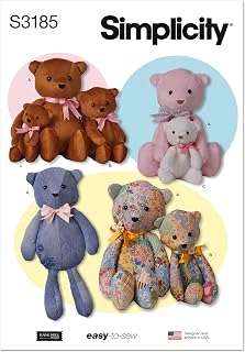 Simplicity SS3185OS Easy to Make Floppy Bears Sewing Pattern Packet by Elaine Heigl Designs, Design Code S3185, One Size