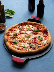 Cast Iron 15-Inch Pizza Pan with Silicone Grips by Lodge – 19.38x15.00x1.25, 15.0 inches, Cast Iron, Black, Model BW15PPA1