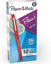 Paper Mate Flair Felt Tip Pens, Medium Point (0.7mm), Red Ink, 12 Count - Teacher Supplies, Arts & Crafts