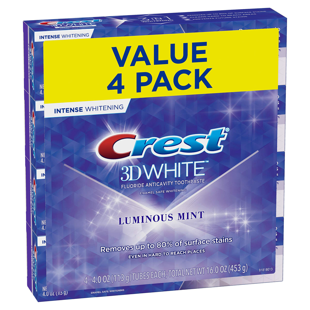 White Intense Whitening Toothpaste by Crest – 4 Ounce (Pack of 4), Pack of 4, Model 30772000557