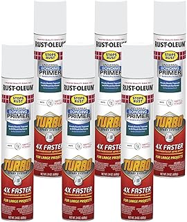 Rust-Oleum Stops Rust Turbo Spray Universal Bonding Primer, White | Faster Projection Completion | Rust Preventive | Professional Results | Protective Enamel | Indoor/Outdoor Use | 6 Pack