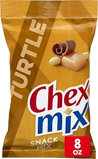 Chex Mix Turtle Snack Mix, 8 oz | Corn, Caramel & Cocoa Chex, Pretzels, Caramel Popcorn, Chocolatey Pieces, Peanuts, 50% Less Fat than Potato Chips