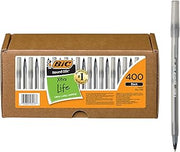 BIC Round Stic Xtra Life Black Ballpoint Pens, Medium Point, 400-Count