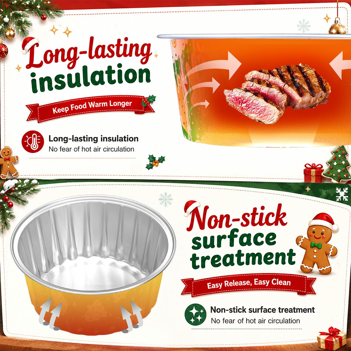 Willinglong Mini Cake Pans with Lids, 5 oz, 30 Count, Red and Green