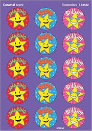 Trend Enterprises Superstars, Caramel scent Scratch 'n Sniff Stinky Stickers® – Large Round