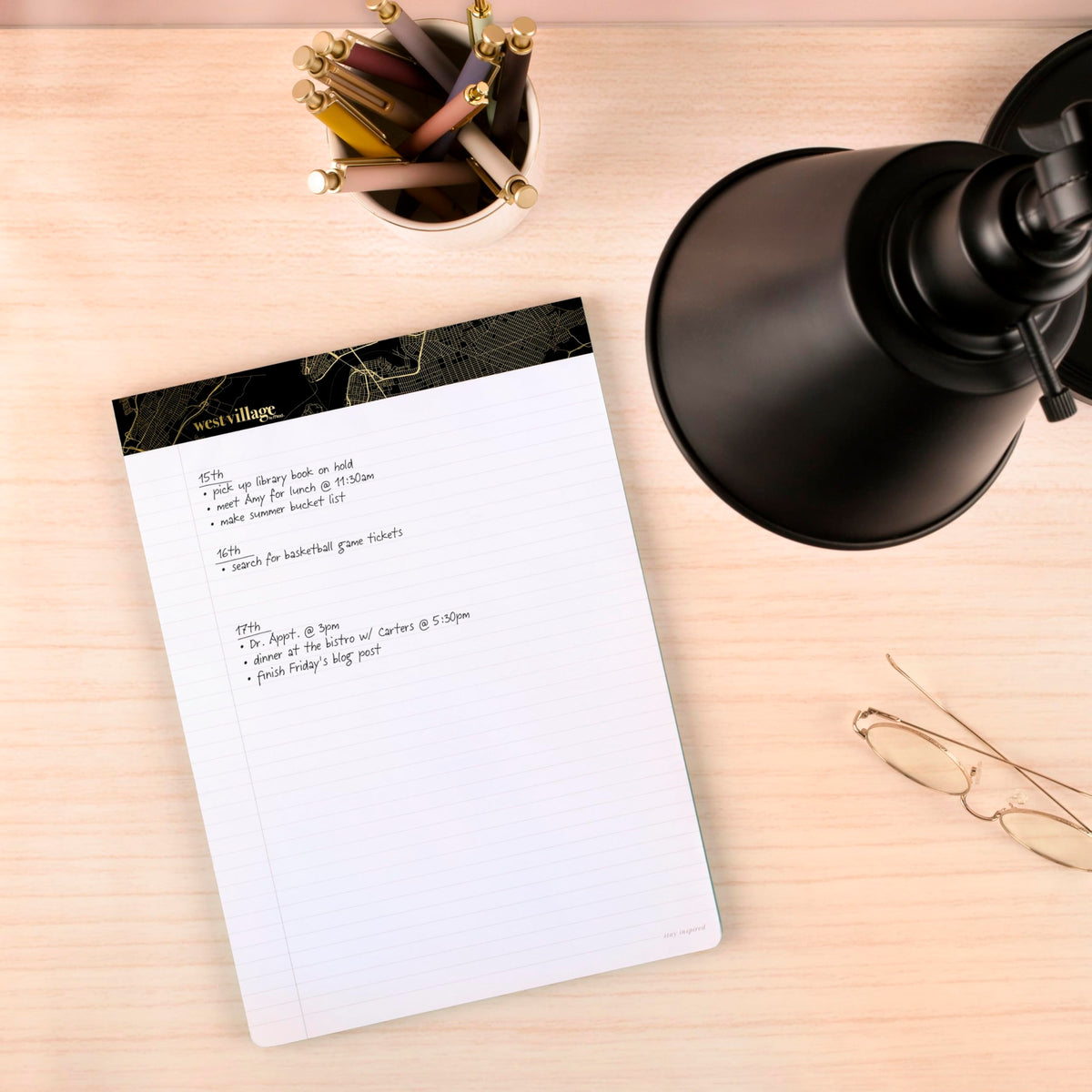 Notepad Wide Ruled 8.5" x 10.75" Paper by Mead – 10.75"L x 8.5"W (Pack of 1), West Village, Model WV0056F