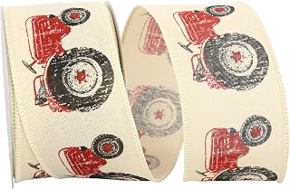 Reliant Ribbon Tractor Linen 2 Wired Edge Rd Ribbon, 2-1/2 Inch X 10 Yards, Red