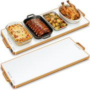Wanish Electric Warming Tray, Tempered Glass Surface, 32 x 12 Inch, White