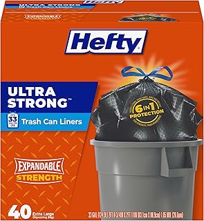 Hefty Ultra Strong 33 Gallon Trash Bags, Black, Unscented, 40ct