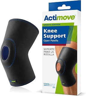 Actimove Sports Edition Knee Support Open Patella with Coolmax® AIR Technology – Sleeve for Pain Management – for Strains, Sprains & Swelling - Left/Right Wear – Black, Large