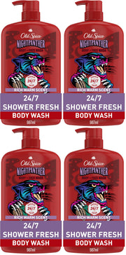 Old Spice NightPanther / 33.4 Fl Oz (Pack of 4) / Red Body Washes