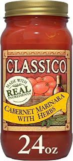 CLASSICO Pasta Sauce, Cabernet Marinara with Herbs, 24 oz Jar