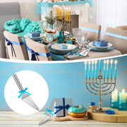 Teenyyou Hanukkah Latke Server Set, Stainless Steel, Silver with Blue Ribbons