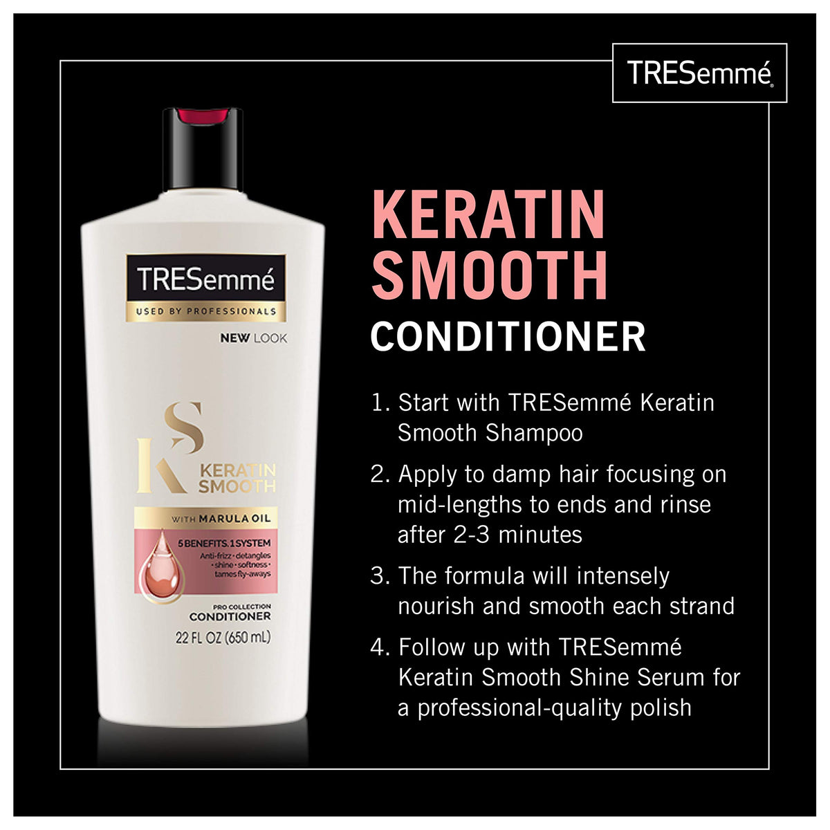 Shampoo, Keratin Smooth, 22 oz by TRESemmé – 22 Fl Oz (Pack of 1), Model 521973