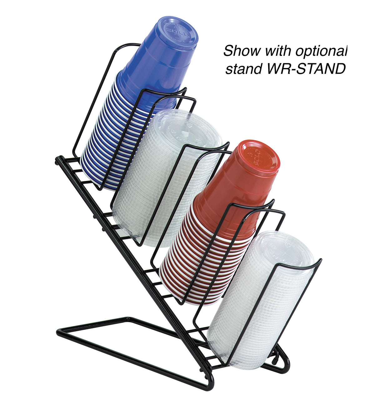 DISPENSE-RITE 8-1/2" H x 18-1/2" W x 5" D / 4 Section / Black Cup Holders