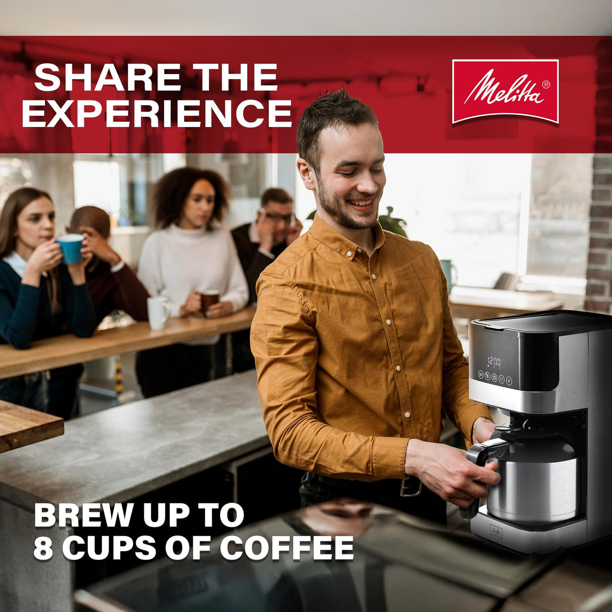Aroma Tocco Thermal 8-Cup Drip by Melitta – 8 Cups, Plastic, Black and Stainless Steel, Model COFFEE MAKER