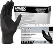 AMMEX Black 3 mil Nitrile Disposable Gloves Latex Free Non Sterile Medical