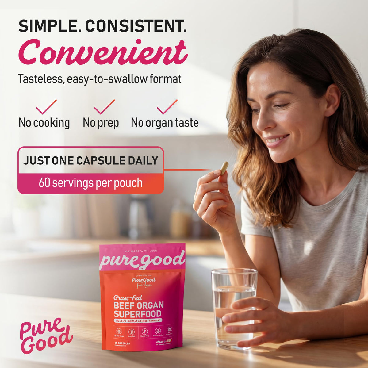 Primal Female Beef Organ Supplement for Women 1500 Beef Organ Capsules Grass Fed Liver Heart Kidney Ovary Non GMO Gluten Free Hormone Free Pesticide Free 25 Pack by PureGood –