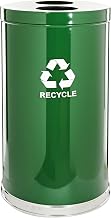 Witt Industries 18RTGN-2H Steel 36-Gallon 2 Opening Recycling Container with 2 Plastic Liners, Legend "Recycle", Round, 18" Diameter x 33" Height, Green